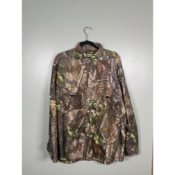 Remington RealTree Hardwoods Camo LS Button Shirt Men's L Vented Roll Tab Sleeve - Picture 1 of 9